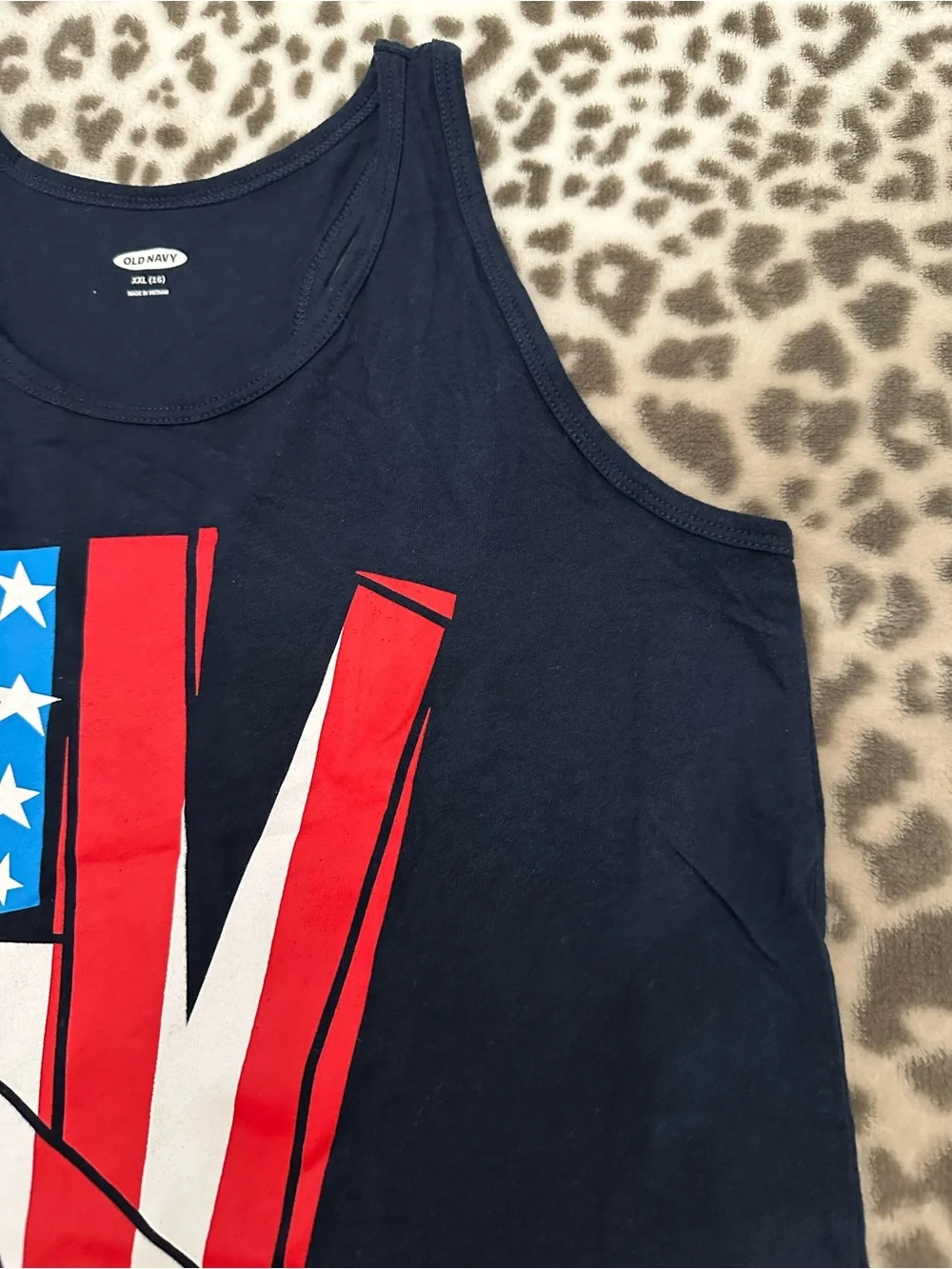 Old Navy Graphic Flag Racerback Tank Peace USA Blue Size XXL 16 Live Free 2018